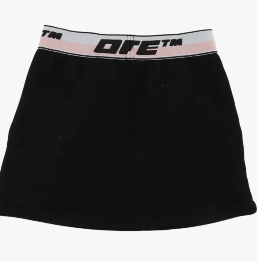 OFF-WHITE | NEW Kid’s Fleece Black Skirt with Pink White Waistband Girls Size 6